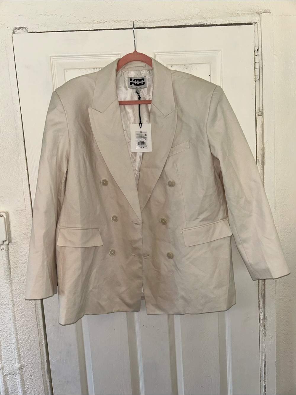 KBB by Kahlana Women's 'the David Blazer' Cotton Linen Blend cream blazer XL - Picture 4 of 11